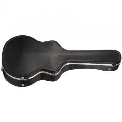 Жесткий кейс для акустической гитары типа Jumbo из ABS пластика, плюшевая внутренняя обивка черного цвета, внутренний карманчик для аксессуаров, пластиковая ручка, цвет черный STAGG ABS-J2