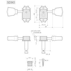 Винтажные локовые колки, никель, 3+3 GOTOH SD90-SL MG-T Nikel L3R3