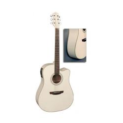 Электроакустическая гитара с вырезом, цвет белый, скос под правую руку FLIGHT AD-200 CEQ WH