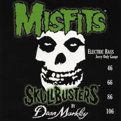 Комплект подписных струн Jerry (Skullbusters) для 4-х струнных бас гитар, диаметры струн .046, .066, .086, .106 DEAN MARKLEY 8801 Misfits Skullbusters Bass