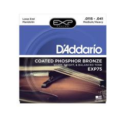 Coated Phosphor Bronze 11-41 струны для мандолины, 8 струн, натяжение Medium/Heavy, защитное покрытие, калибры струн .0115/.011.5, 016/.016, .026/.026, .041/.041 D'ADDARIO EXP75